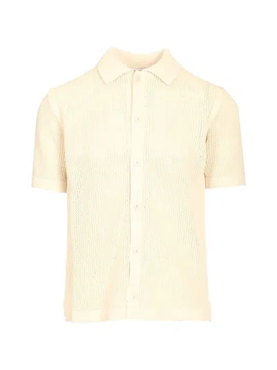 Maison Kitsuné Open Knit Short Sleeve Cardigan Knitwear White In Neutral