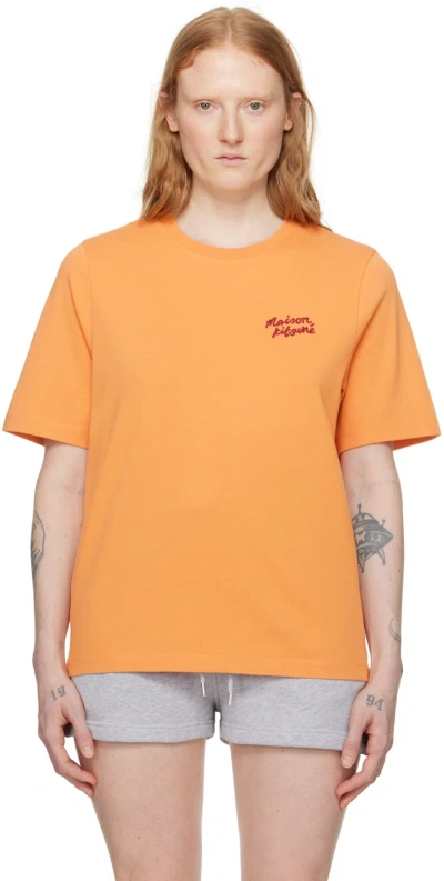 Maison Kitsuné Orange Handwriting T-shirt In P822 Sunset Orange