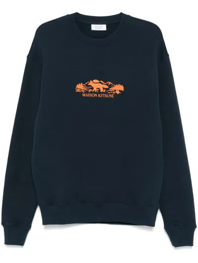 Maison Kitsuné Navy Outdoor Profile Fox Comfort Sweatshirt In P480 Navy