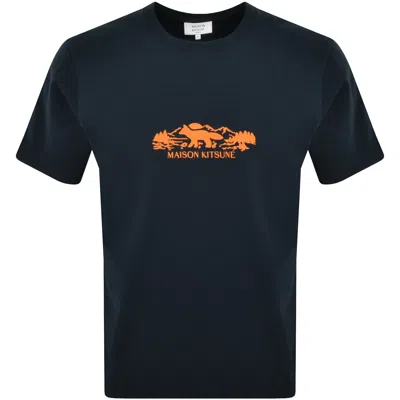 Maison Kitsuné Maison Kitsune Outdoor Profile Fox T Shirt Navy