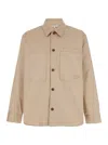 MAISON KITSUNÉ BEIGE OVERSHIRT WITH POCKETS  IN COTTON MAN