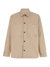 MAISON KITSUNÉ BEIGE OVERSHIRT WITH POCKETS IN COTTON MAN