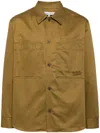 Maison Kitsuné Logo-embroidered Cotton Shirt In P358 Khaki Green