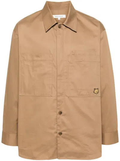 Maison Kitsuné Overshirt In Brown