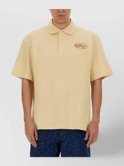 Maison Kitsuné Oversize Polo Shirt Short Sleeves In Beige