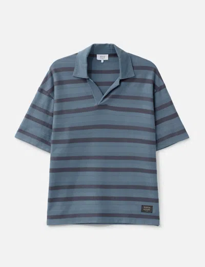 Maison Kitsuné Oversize Striped Polo In Blue