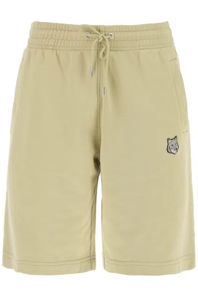 Maison Kitsuné Maison Kitsune "oversized Sporty Bermuda Shorts With Bold In Neutro,khaki