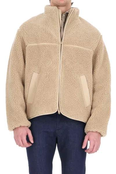 Maison Kitsuné Oversized Teddy Bomber Jacket In Neutral