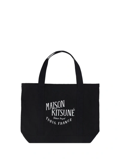 Maison Kitsuné Palais Royal Shoulder Shopping Bag In Black