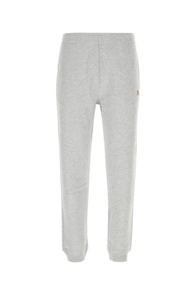 MAISON KITSUNÉ MAISON KITSUNE MELANGE LIGHT GREY COTTON JOGGERS