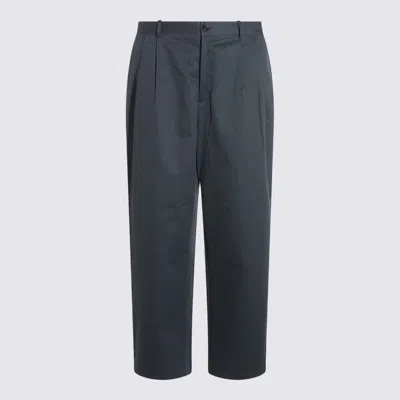 Maison Kitsuné Straight Leg Trousers Pleated Front In Blue