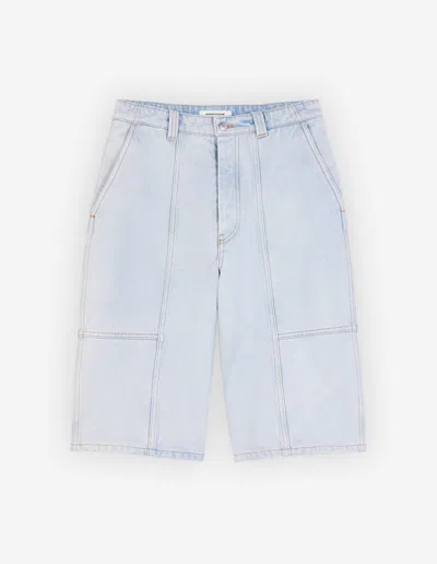 Maison Kitsuné Denim Workwear Bermuda In Blchedindg