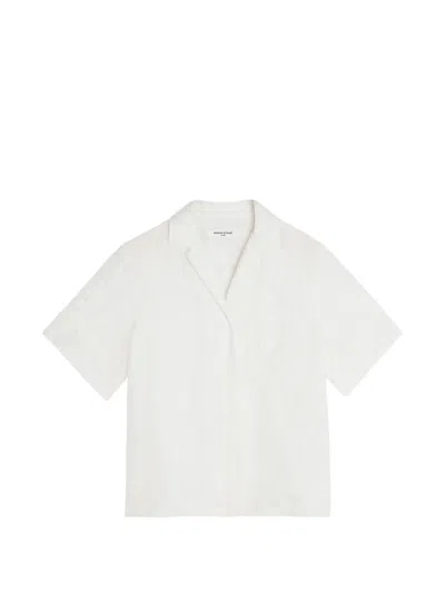 Maison Kitsuné Parisian Map Embroidered Short-sleeve Shirt In White