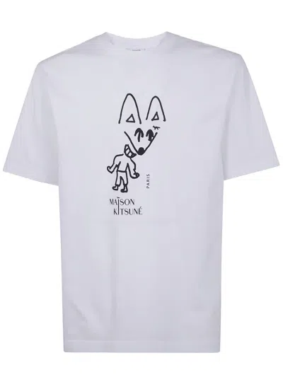 Maison Kitsuné "party Fox" Comfort Tee-shirt Clothing In White
