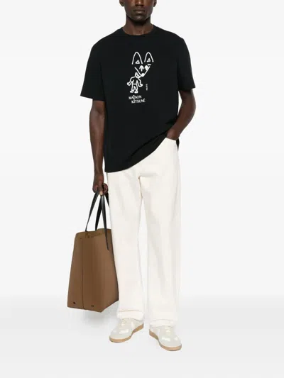 Maison Kitsuné Party Fox Comfort T-shirt Clothing In Black