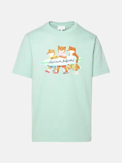 Maison Kitsuné Pastel Turquoise Cotton T-shirt In White