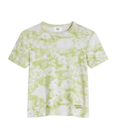 Maison Kitsuné Photographic Daisy Fields Ringer Tee-shirt In Green