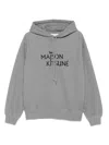 Maison Kitsuné Oversized Grey Cotton Hoodie With Adjustable Hood In Multi