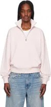 Maison Kitsuné Pink Baby Fox Patch Half Zip Sweatshirt In 0140 Rosewater