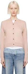 Maison Kitsuné Pink Baby Fox Patch Regular Cardigan In Pink
