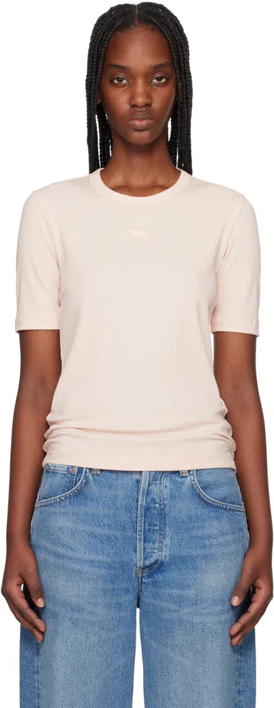 Maison Kitsuné Pink Baby Fox Ribbed Fitted T-shirt In 0169 Pale Pink