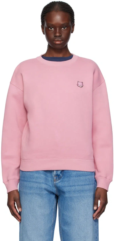 Maison Kitsuné Bold Fox Head Patch Comfort Sweatshirt In Pink
