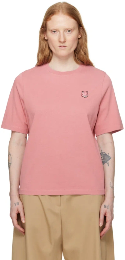 Maison Kitsuné Pink Bold Fox Head T-shirt In Rosa
