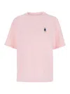 Maison Kitsuné Fox Motif Cotton T-shirt Embroidered Detail In Pink