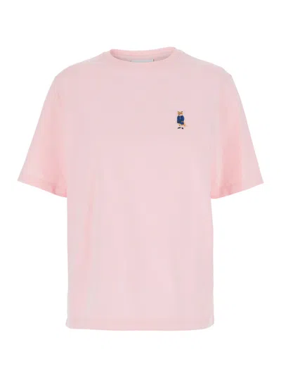 MAISON KITSUNÉ PINK DRESSED FOX COTTON T-SHIRT