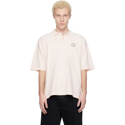 Maison Kitsuné Pink Fox Head Oversize Polo In Neutral