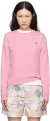 Maison Kitsuné Fox Head Patch Crewneck Sweatshirt In Pink