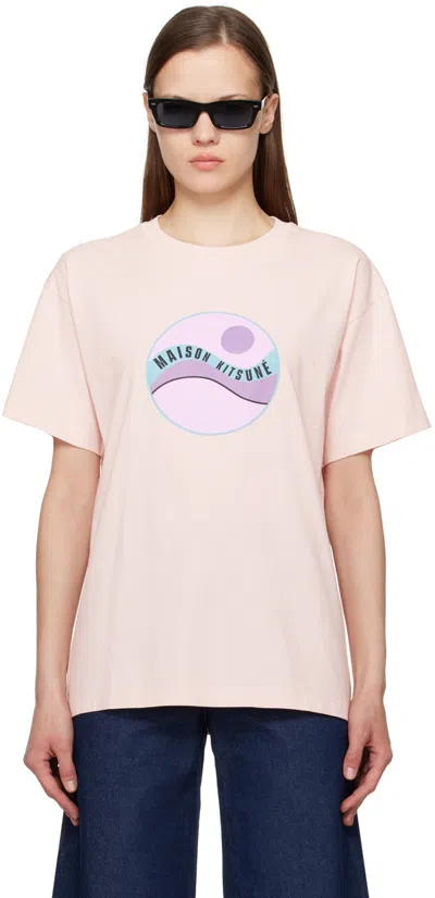 Maison Kitsuné Pink Pop Wave T-shirt In P616 Milk Shake