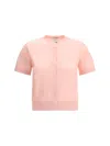 Maison Kitsuné Pink Wool Cardigan In Pink