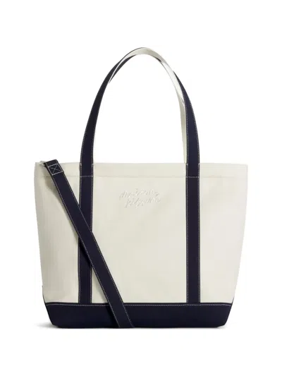 Maison Kitsuné Piped Logo Tote Bag In White
