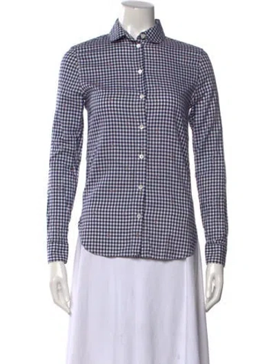 Pre-owned Maison Kitsuné Plaid Print Long Sleeve Button-up Top In White