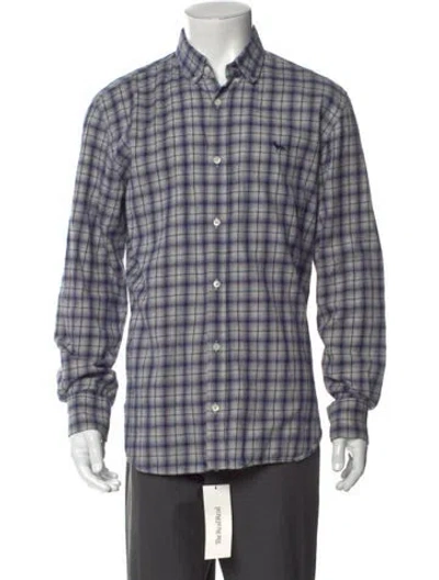 Pre-owned Maison Kitsuné Plaid Print Long Sleeve Shirt In Blue