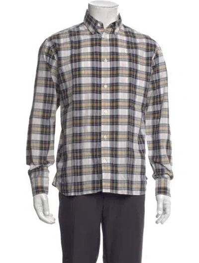 Pre-owned Maison Kitsuné Plaid Print Long Sleeve Shirt In Neutral