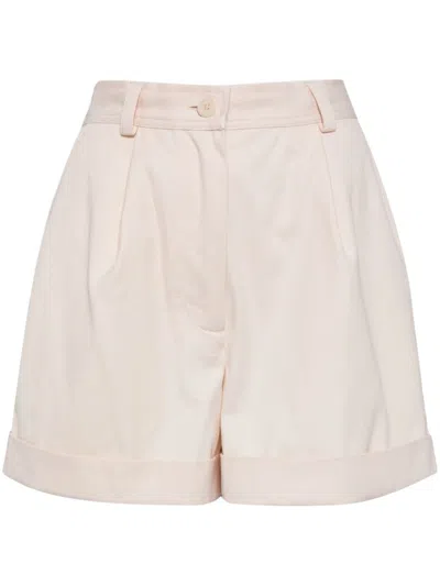 Maison Kitsuné Pleated Rolled-hem Shorts In Neutrals