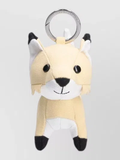 Maison Kitsuné Plush Fox Keyring Case And Holder In Brown