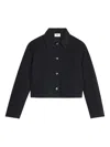 Maison Kitsuné Pocket Button Cotton Denim Jacket In Black
