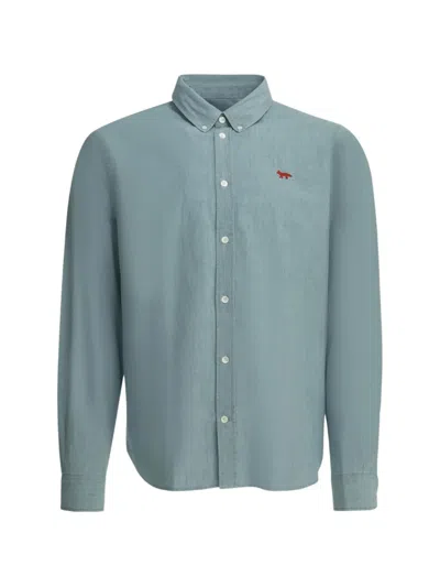 Maison Kitsuné Pocket Embroidered Shirt In Blue