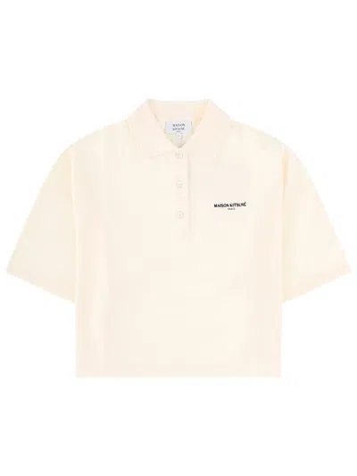 Maison Kitsuné Polo Con Logo In White