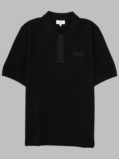 Maison Kitsuné Polo Con Zip E Patch Logo In Black