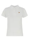 Maison Kitsuné Polo In Piquet Bianco Donna In White