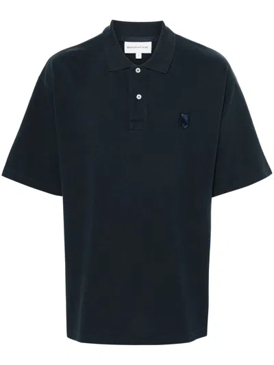 Maison Kitsuné Maison Kitsune` Polo Shirt With Fox Patch In Black