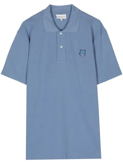 Maison Kitsuné Polo Shirt With Patch In Blue