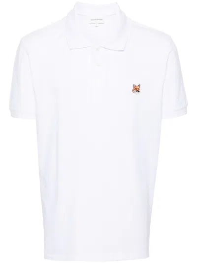 Maison Kitsuné Fox-patch Piqué Polo Shirt In White