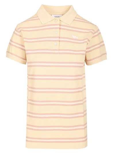 MAISON KITSUNÉ POLO WITH MULTI STRIPES MOTIF POLO SHIRT MULTICOLOR