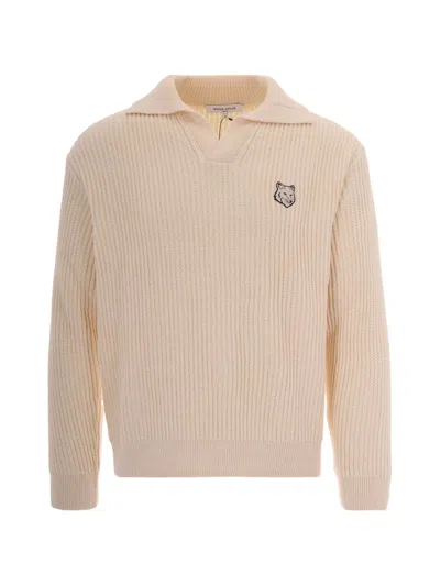 Maison Kitsuné Polo-collar Sweater In Brown