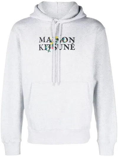 Maison Kitsuné Maison Kitsune Flowers Comfort Hoodie In Grey